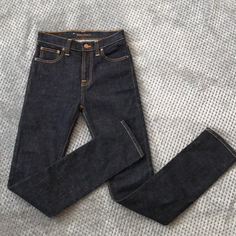 NUDIE women's "High Kai" Dark Skinny Jeans 27